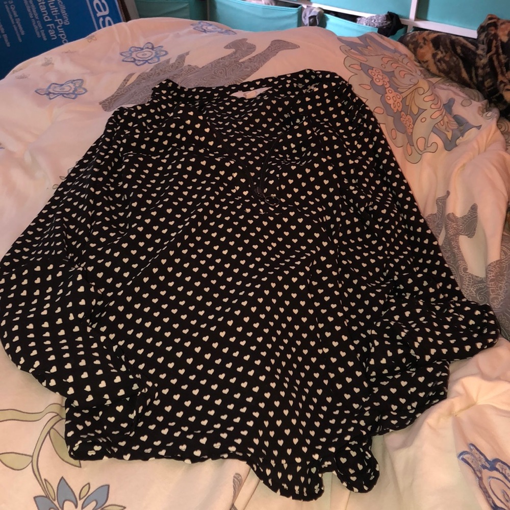 Long Sleeve top with little white hearts all over
